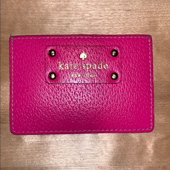kate spade Accessories - Pink Leather Kate Spade Card Holder EUC